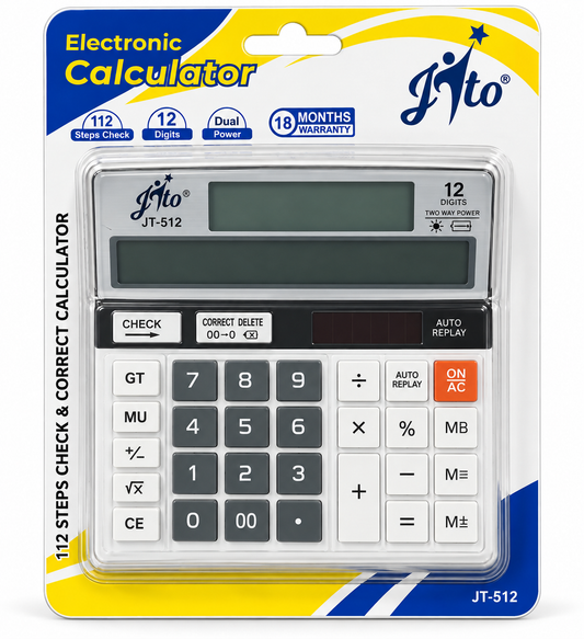 J'TO JT-512 12-Digit Electronic Calculator