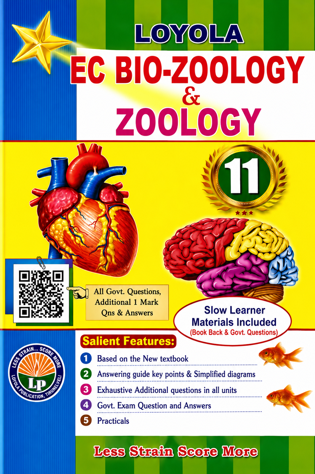Textbook cover of Loyola EC Bio-Zoology & Zoology for class 11 with colorful design and illustrations.