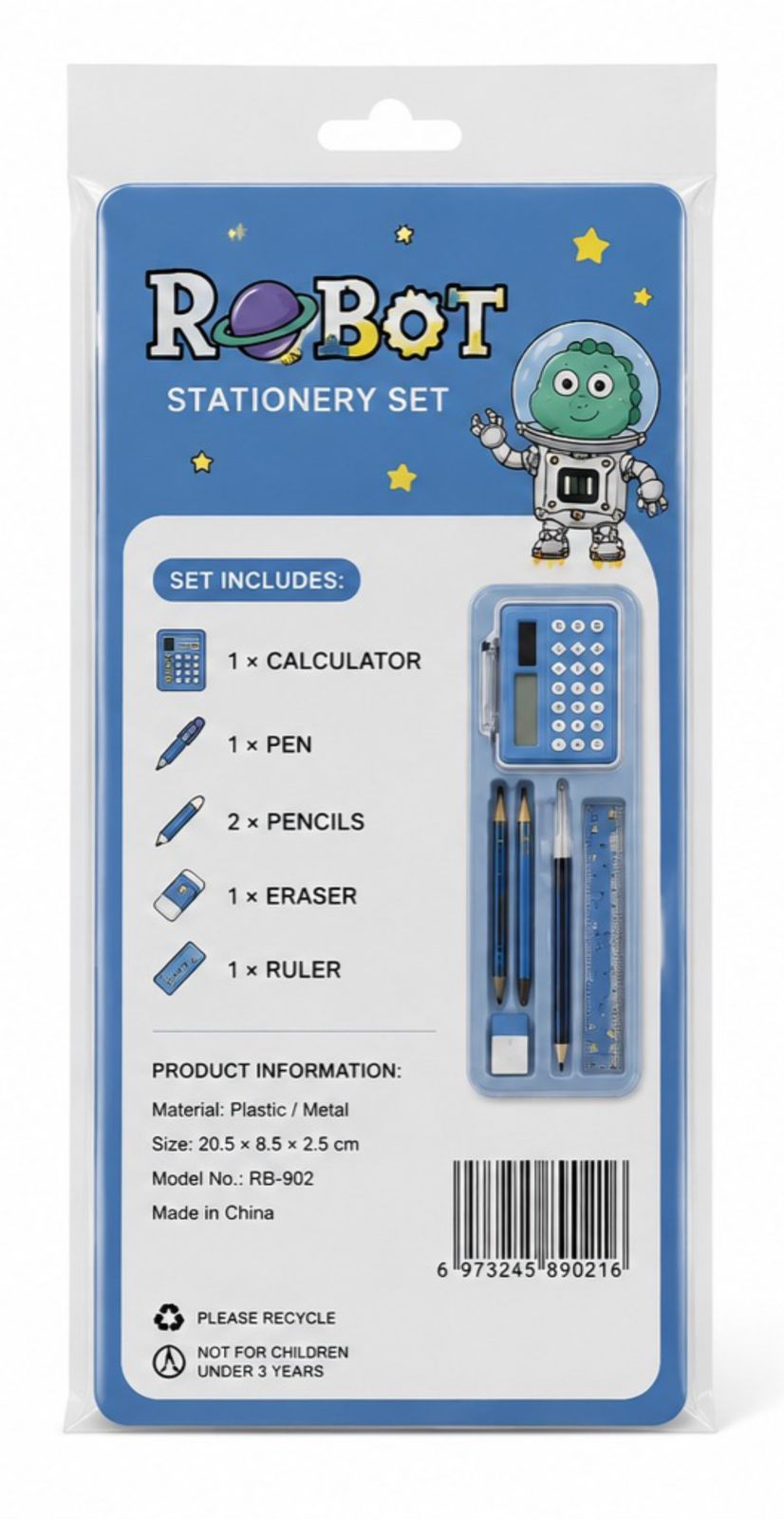 Robot Calculator Pencil Box for Kids | Multifunction Stationery Box with Calculator & Pen Holder