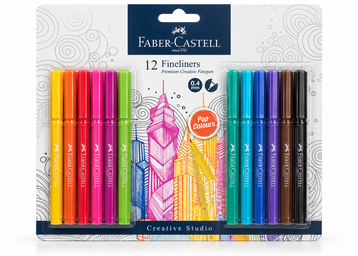 Faber-Castell 12 Fineliners 0.4 mm | Premium Creative Fineliner Pens