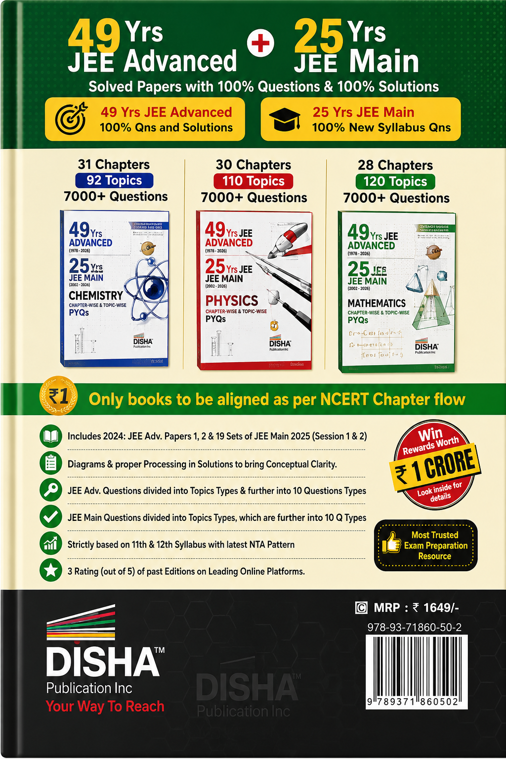 Errorless 49 Years JEE Advanced & 25 Years JEE Main Mathematics | Chapter-wise & Topic-wise PYQs | 22nd Edition | Disha Publication