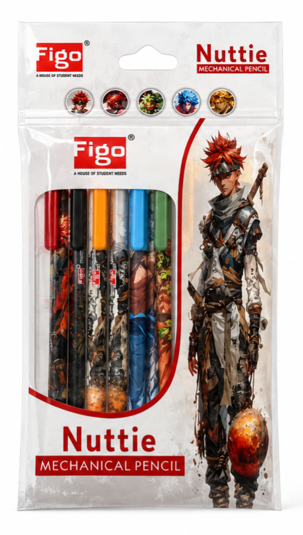 Figo Nuttie Mechanical Pencil Set for Kids | Anime Theme Writing Pencils Pack