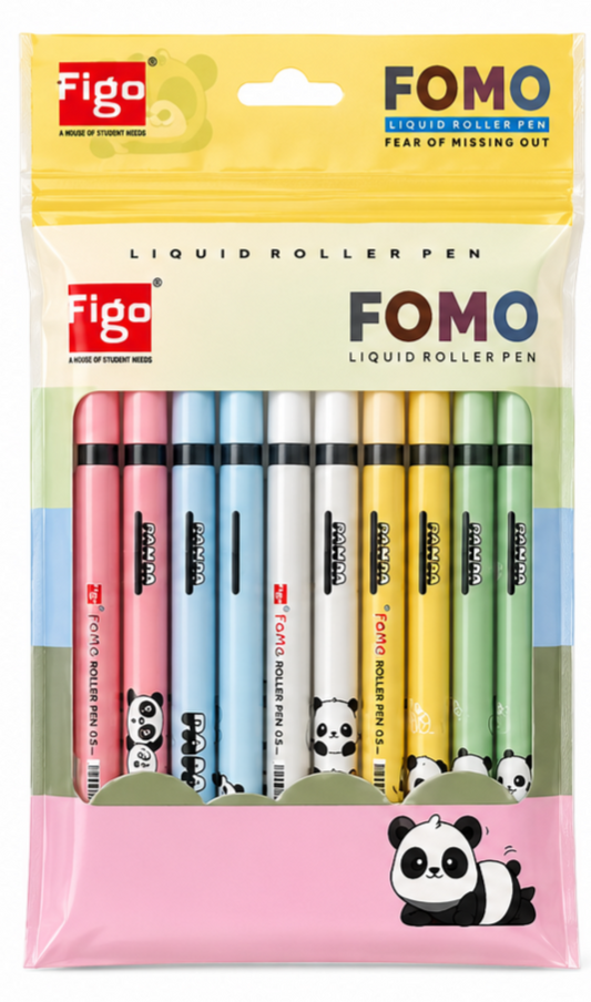 Figo FOMO pastel liquid roller pen set with panda design