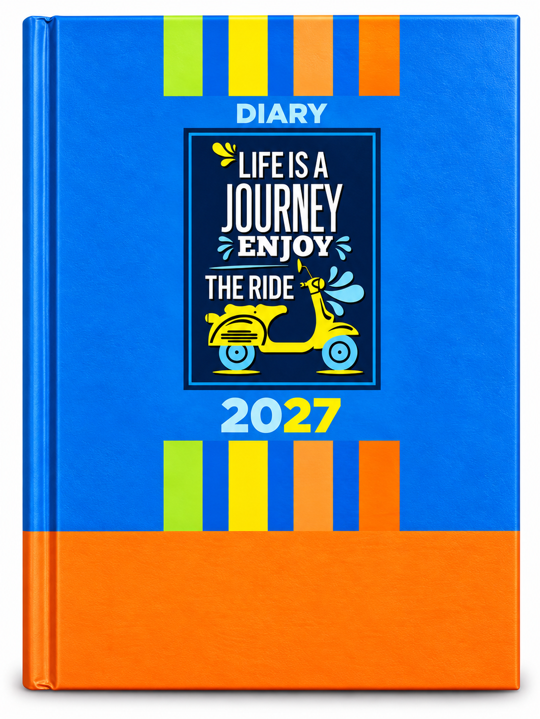 2027 Blue & Orange Executive Diary | Life Is a Journey Scooter Design