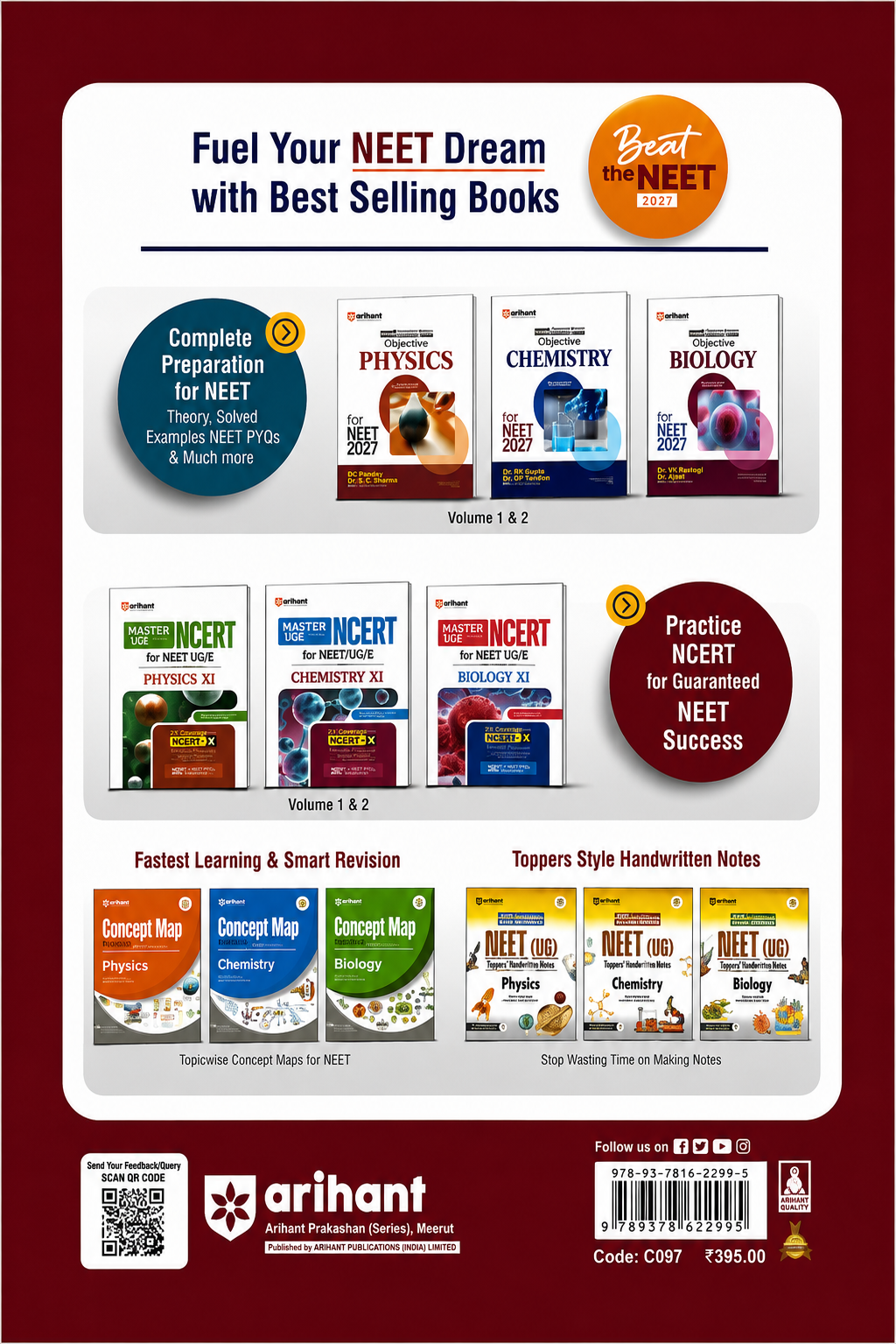 39 Years NEET Chemistry Chapterwise Topicwise Levelwise – 1800+ MCQs | Arihant