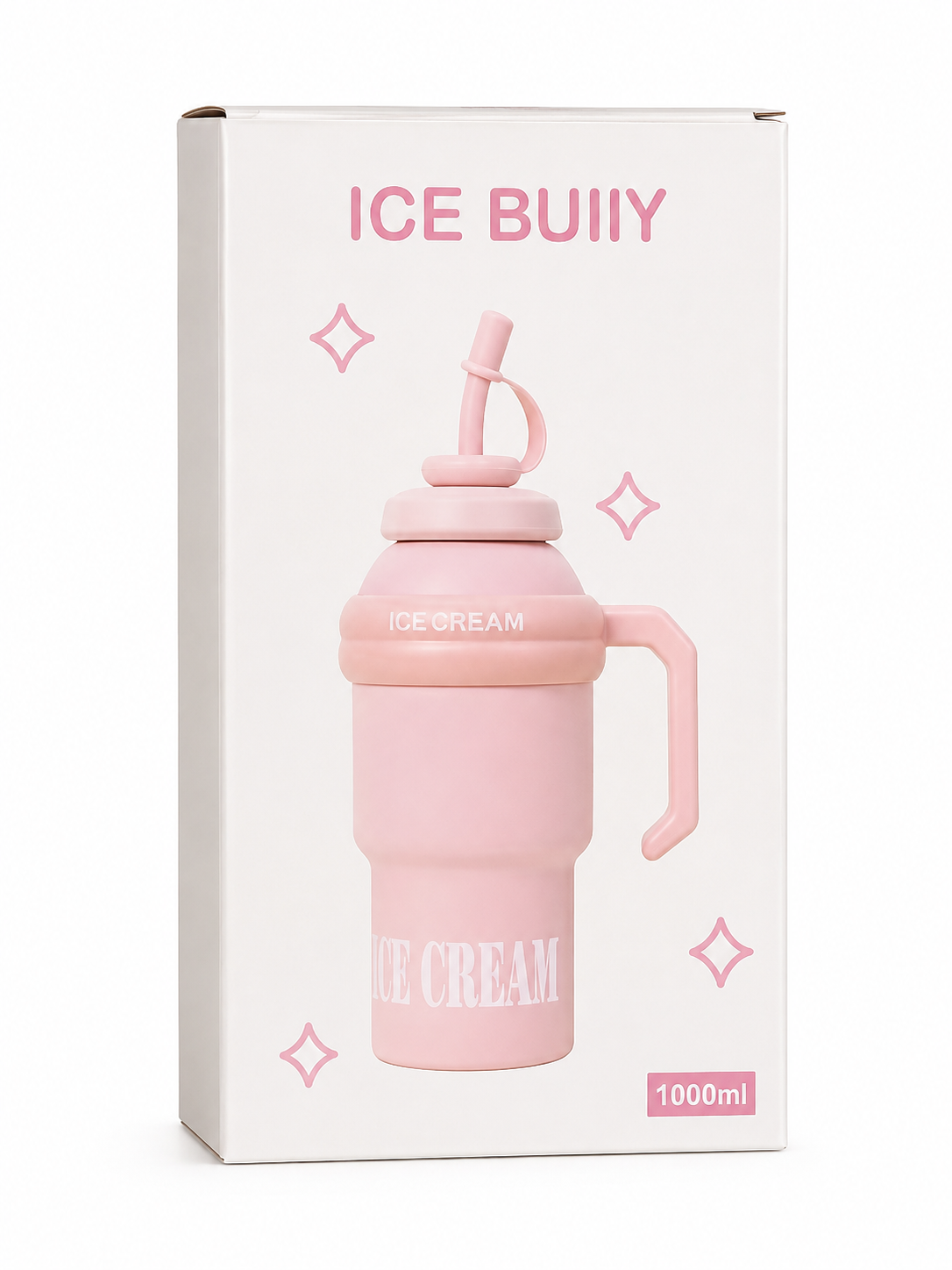 1000ml Vacuum Insulated Tumbler with Handle & Straw | Large Stainless Steel Travel Mug | Leakproof Thermal Water Bottle