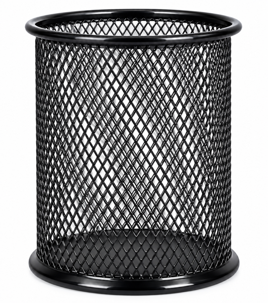 Black Metal Mesh Round Pen Stand