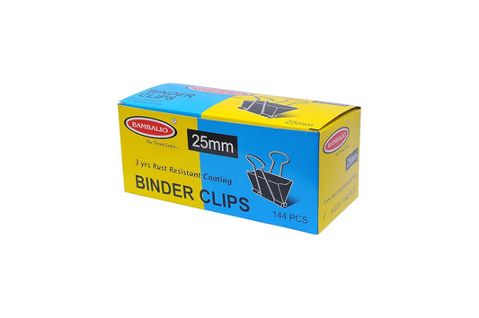 Bambalio Binder Clips 25mm Black – Heavy Duty Paper Clips (144 Pcs)