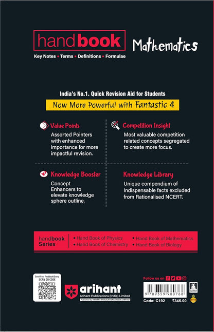 Arihant Handbook of Mathematics | Formula & Quick Revision Guide for Competitive Exams