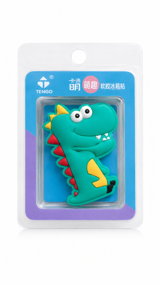 Cute dinosaur soft PVC fridge magnet with strong magnetic backing for refrigerators, whiteboards, lockers, and home decoration.