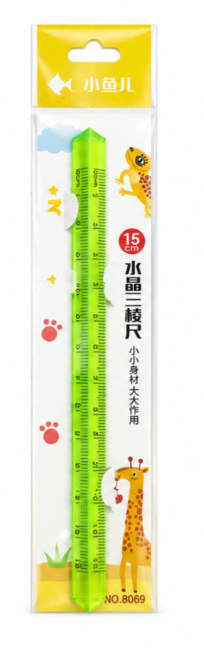 15cm transparent crystal ruler for kids in green color