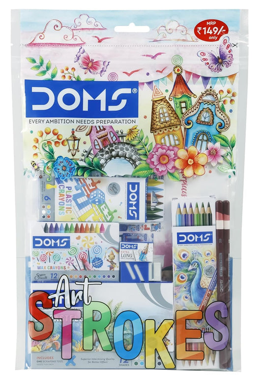 Doms Art Strokes Kit | Perfect Value Pack | Kit for Creative Minds | Gifting Range for Kids | Combination of 10