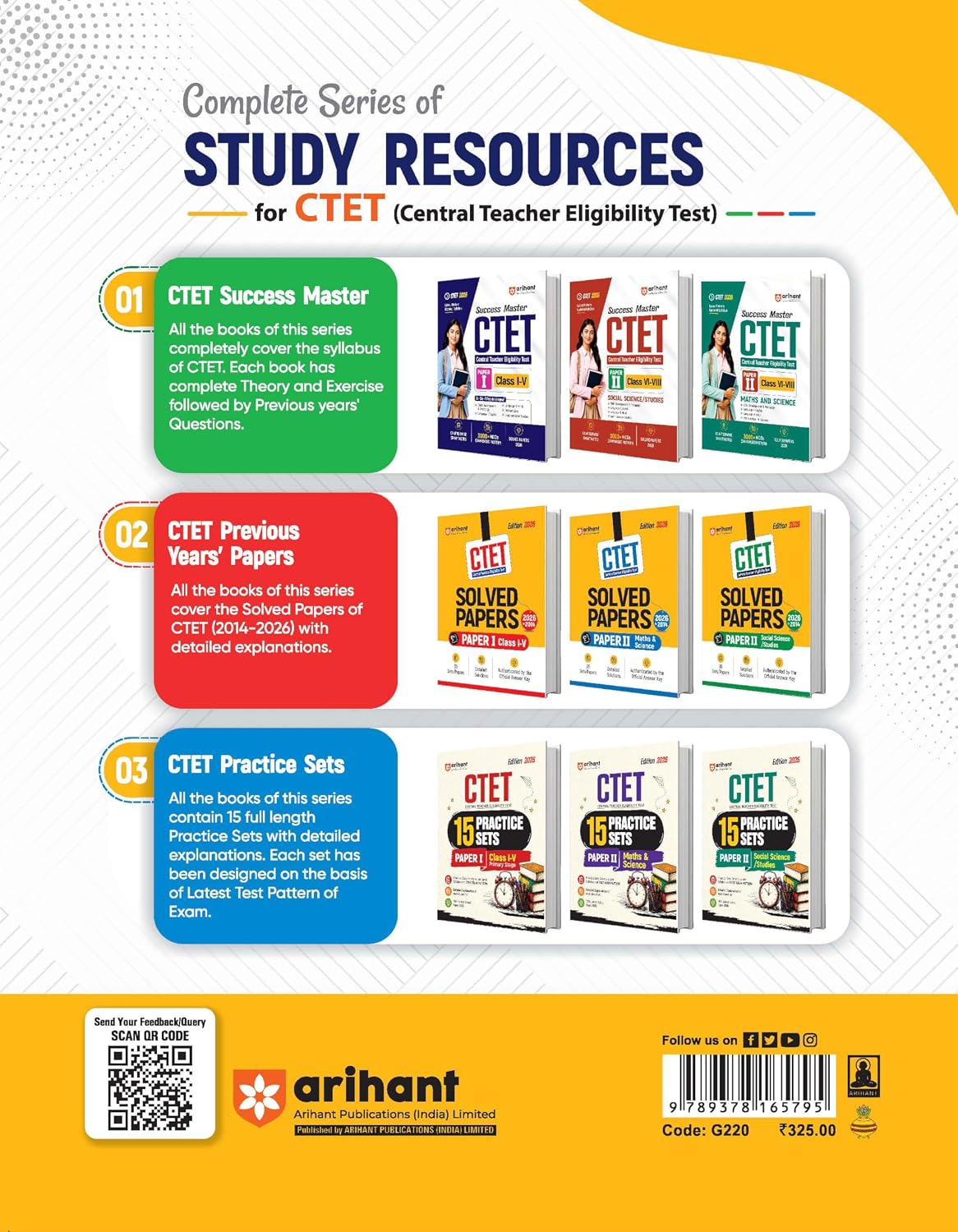 CTET 2026 15 Practice Sets Paper I Class I–V | Central Teacher Eligibility Test | Arihant