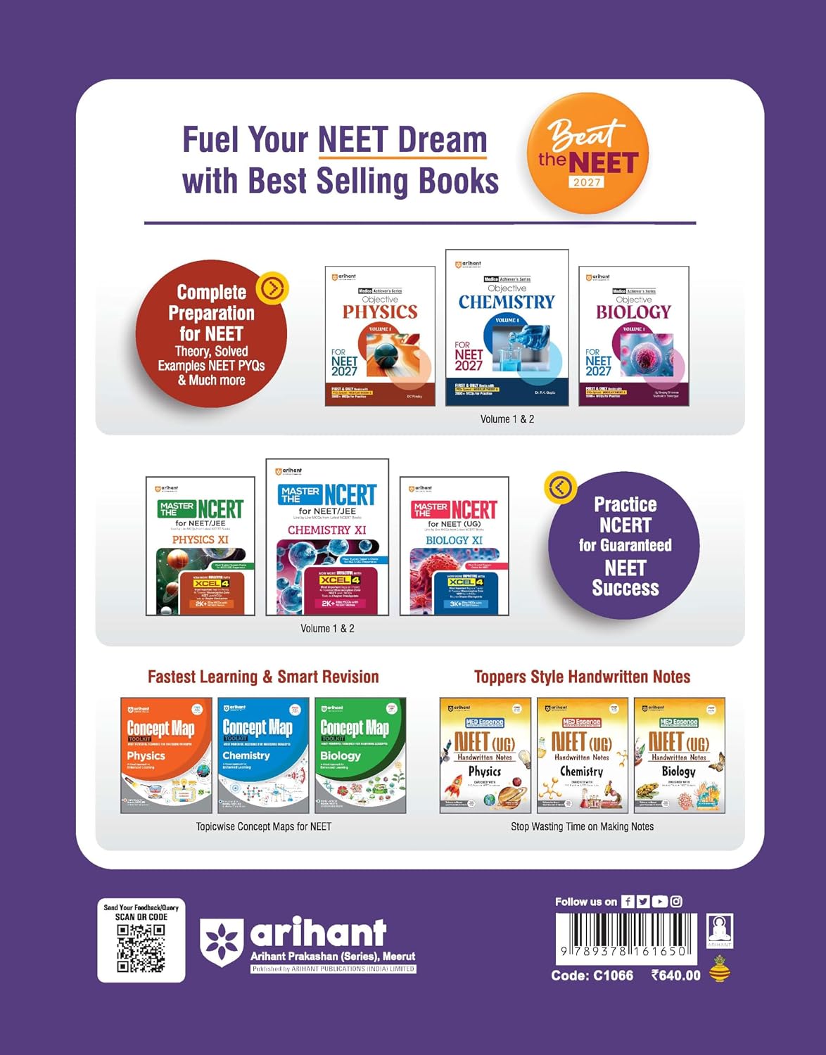 Arihant 14 Years NEET Solved Papers 2026–2013 | Chapterwise, Topicwise & Levelwise | 3000+ MCQs | Physics, Chemistry & Biology | NTA Authenticated Solutions