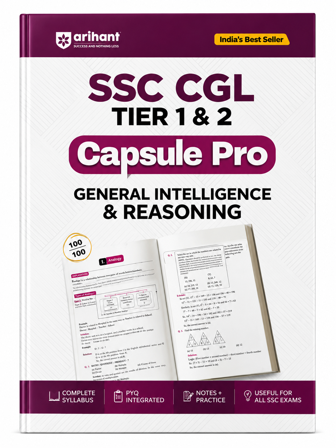 SSC CGL Tier 1 & 2 General Intelligence & Reasoning Capsule Pro Notes | Arihant | English Medium