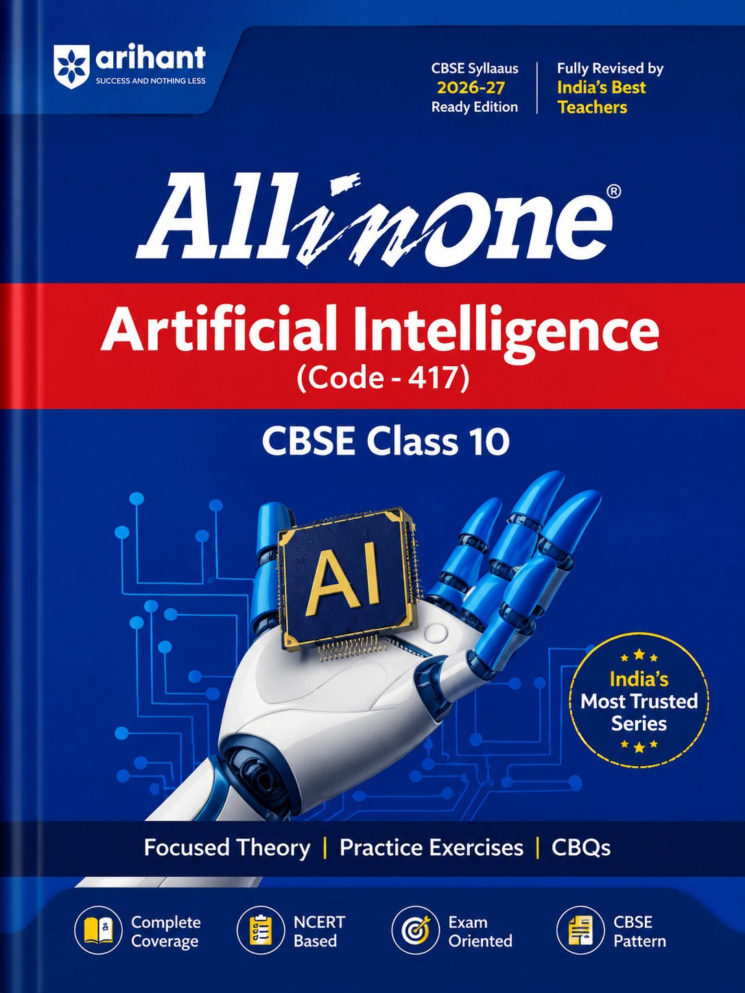 Book titled 'All in One Artificial Intelligence' for CBSE Class 10 by Arihant on a blue background