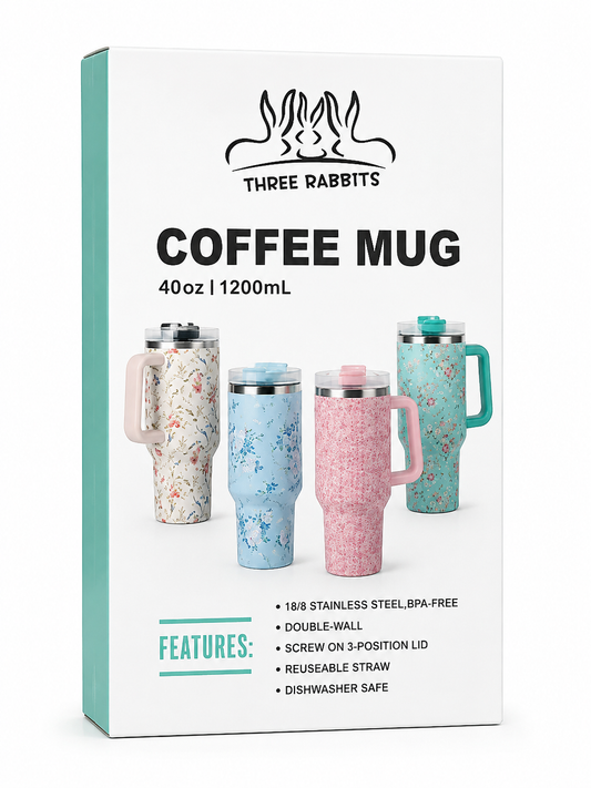 1200ml Stainless Steel Coffee Mug with Handle & Straw | Vacuum Insulated Travel Tumbler | Large Thermal Mug with Lid