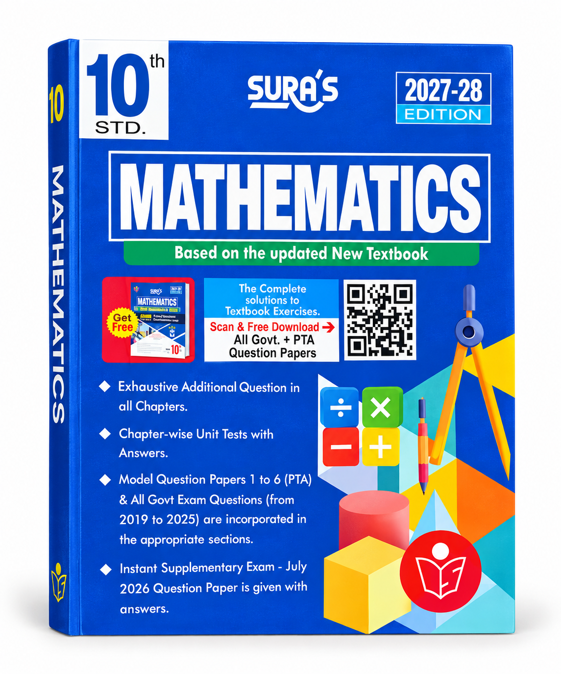 Sura's 10th Standard Mathematics Guide 2027–28 Edition based on the updated new textbook