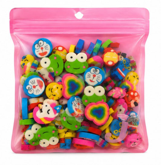 Cute Cartoon Mini Eraser Set for Kids | Assorted Fun Shape Erasers Pack