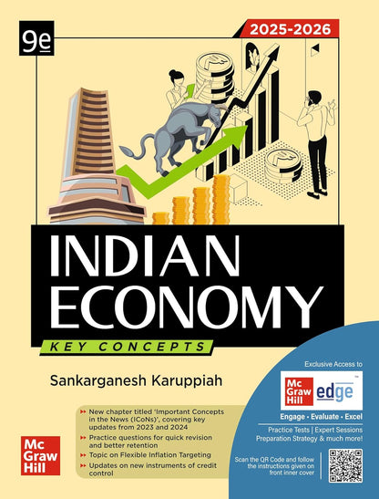 Indian Economy Key Concepts 9th Edition 2025 2026 Sankarganesh Karuppiah McGraw Hill UPSC Book Cover