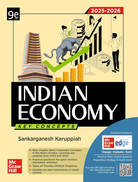 Indian Economy Key Concepts 9th Edition 2025 2026 Sankarganesh Karuppiah McGraw Hill UPSC Book Cover