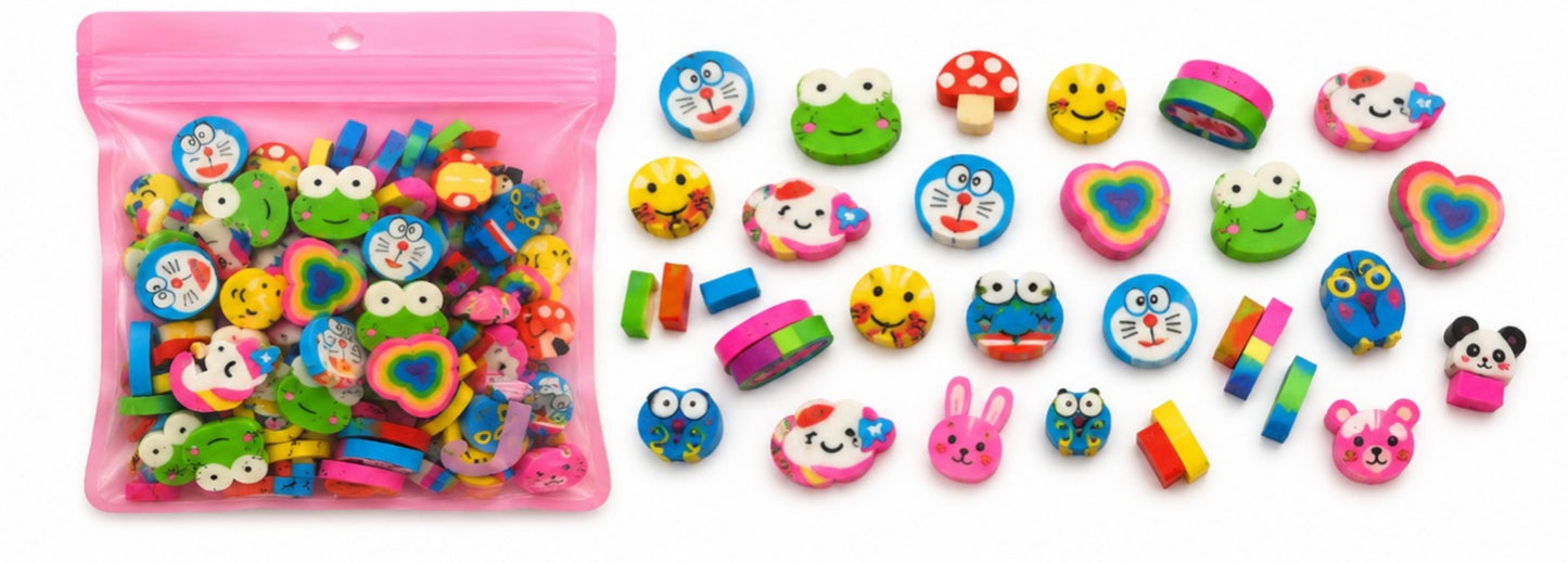 Cute Cartoon Mini Eraser Set for Kids | Assorted Fun Shape Erasers Pack