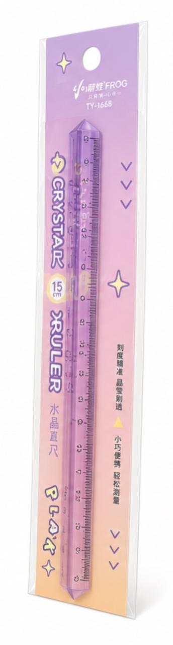 15cm transparent crystal ruler with pastel gradient design for kids