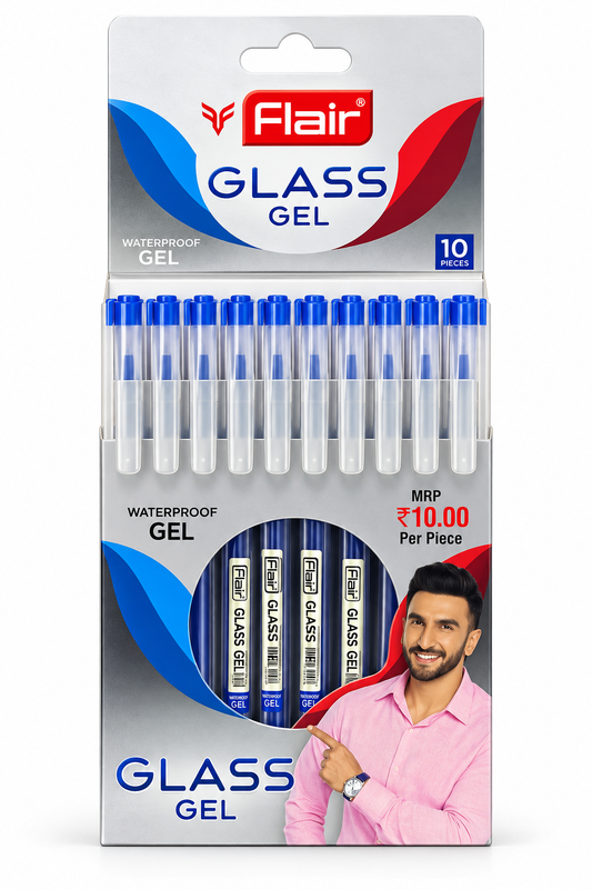 Flair Glass Gel Pen – Blue | Pack of 10