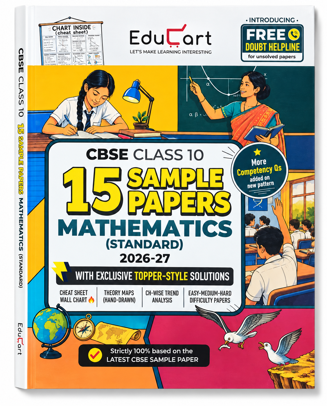 EduCart CBSE Class 10 Mathematics Standard 15 Sample Papers 2026–27 book cover with topper-style solutions.