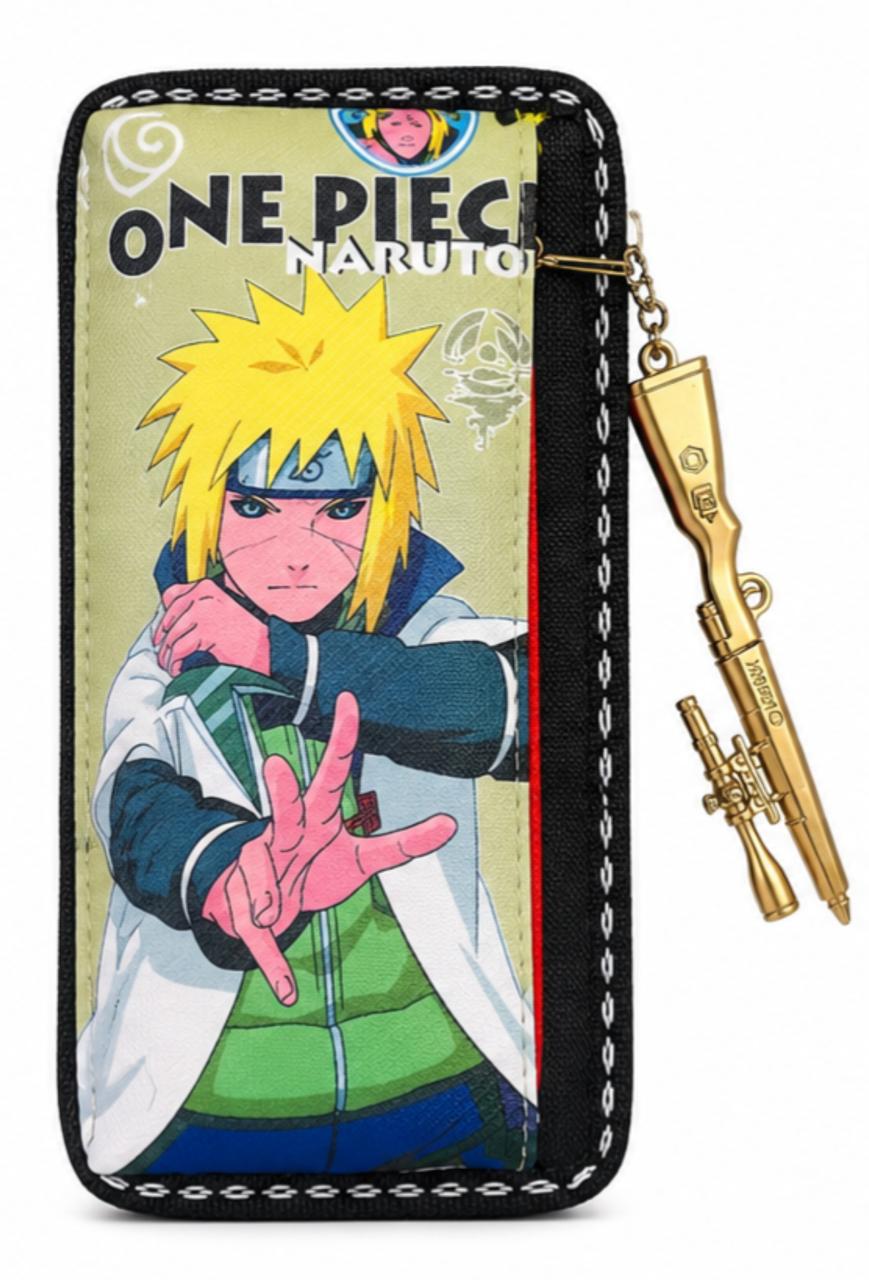 Anime Naruto printed pencil pouch for kids with zipper closure