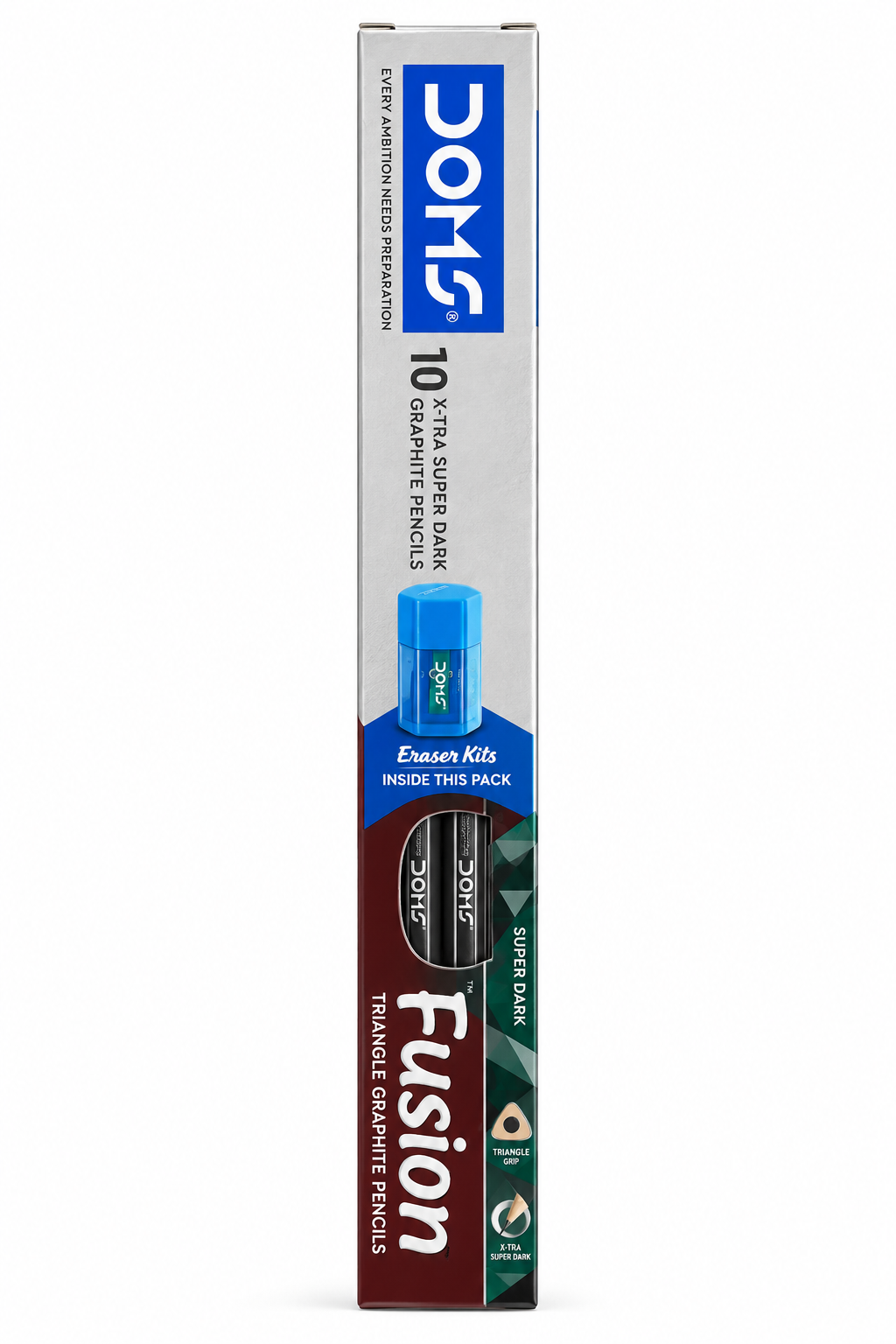 DOMS Fusion X-Tra Super Dark Triangular Graphite Pencils – 10 Pack