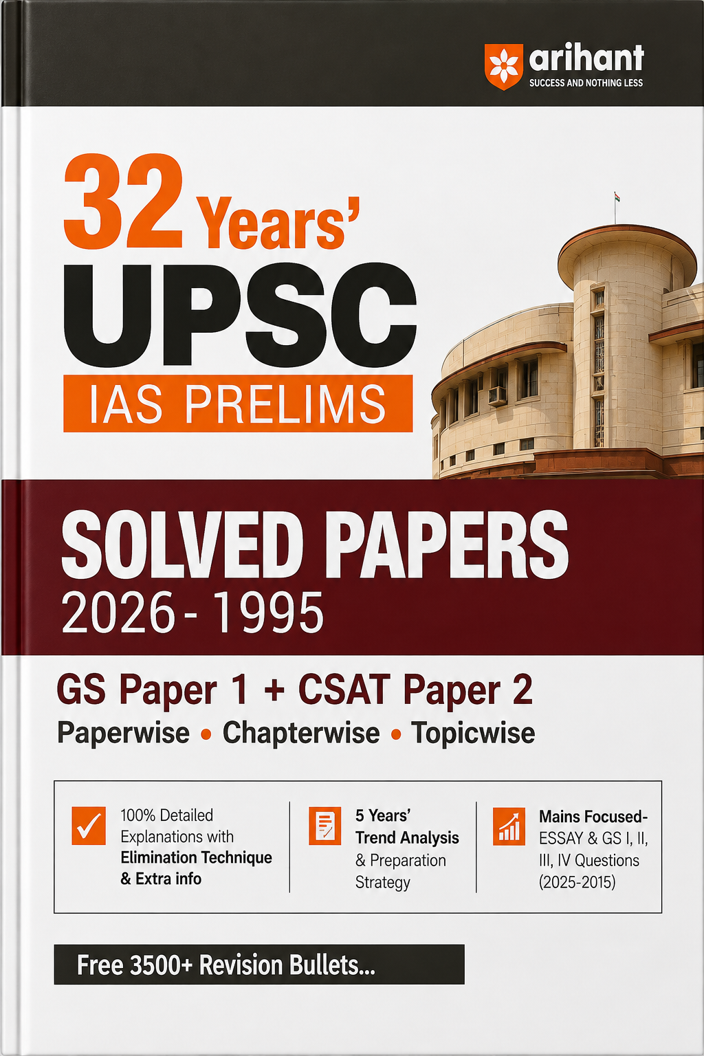 32 Years UPSC IAS Prelims Solved Papers 2026–1995 | GS Paper 1 & CSAT Paper 2 | Arihant