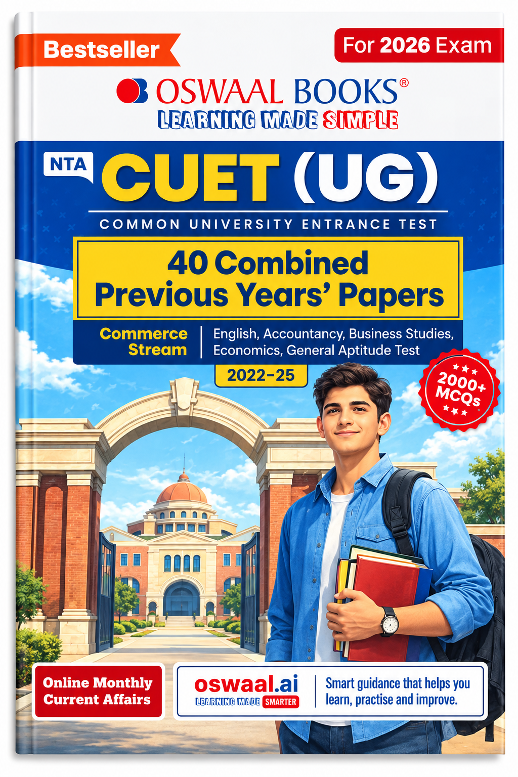 Oswaal Books NTA CUET (UG) 40 Combined Previous Years’ Papers – Commerce Stream | 2026 Exam