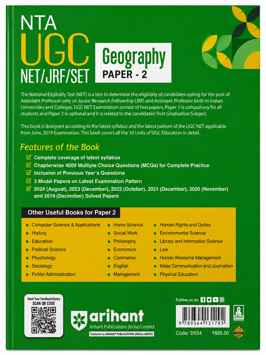 NTA UGC NET/JRF/SET 2025 Geography Paper 2 Study Guide | Arihant
