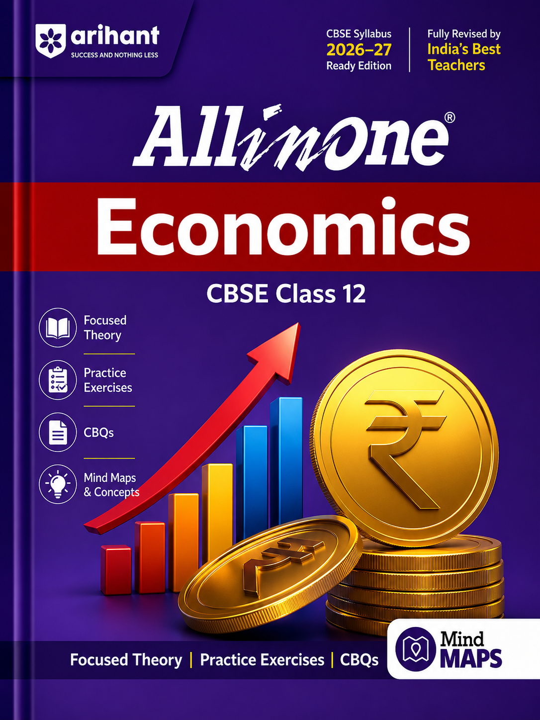 Book titled 'All in One Economics CBSE Class 12' by Arihant on a purple background