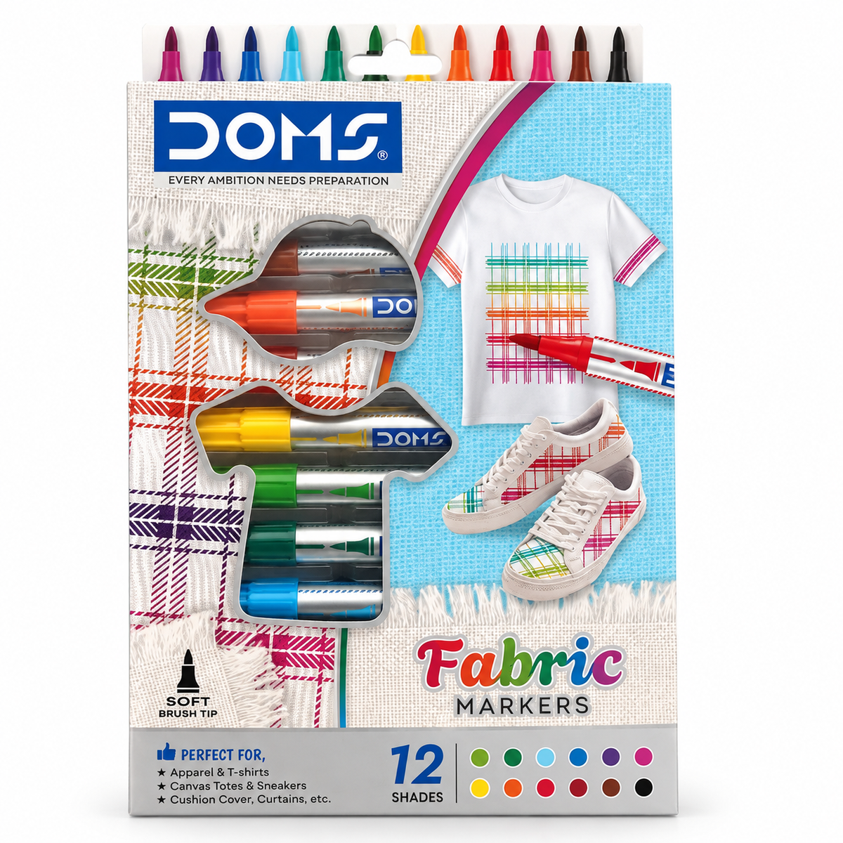 DOMS Fabric Markers – 12 Shades