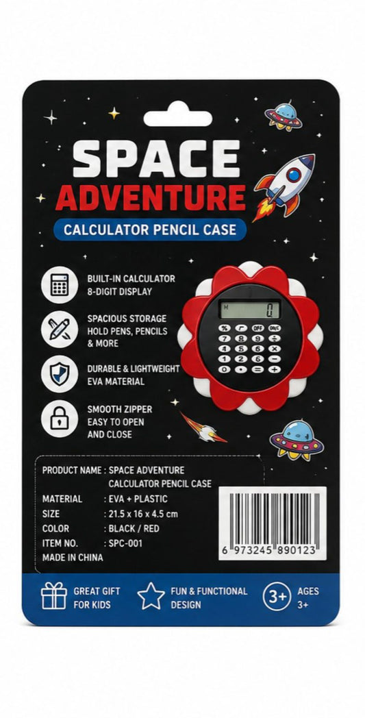 Space Astronaut Calculator Pencil Box for Kids | Multifunction Hardtop Stationery Case