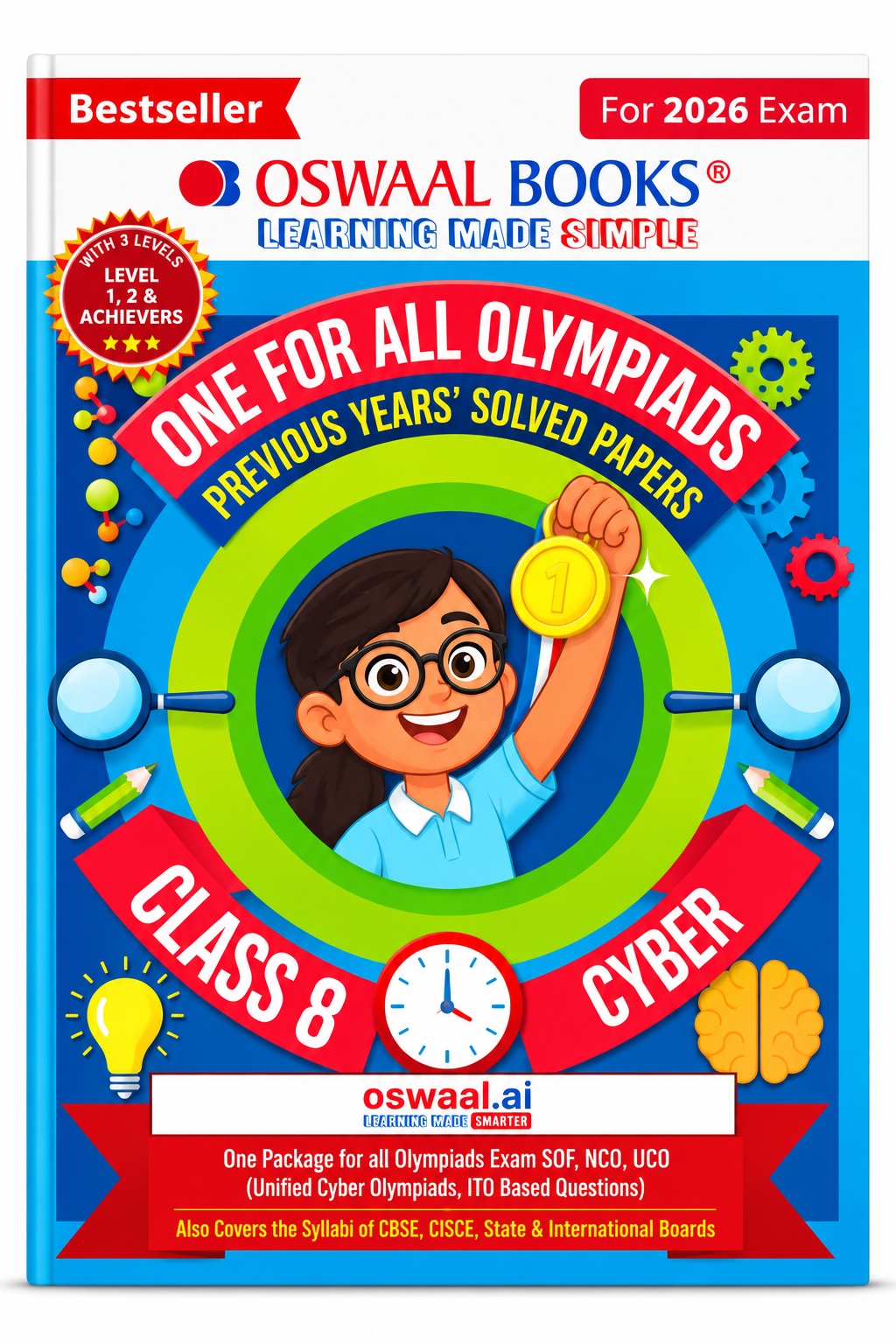 Oswaal Books One for All Olympiads Class 8 Cyber | Previous Years' Solved Papers