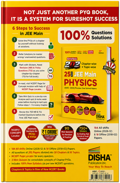 Errorless 2023 Chapter-wise & Topic-wise 25 Years JEE Main Physics | 2026–2002 Previous Year Solved Papers | 10th Edition | Disha