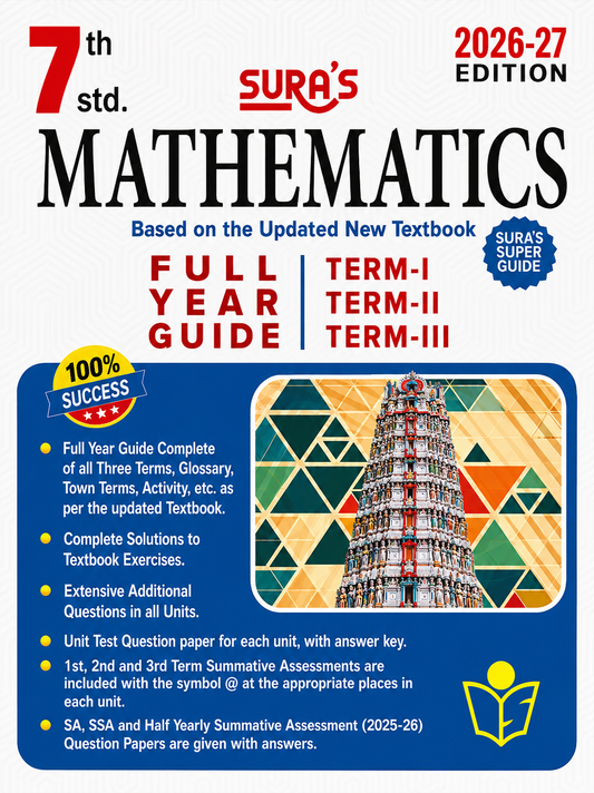 SURA`S 7th Standard Guide Mathematics Full Year English Medium 2026-27 Latest Updated Edition