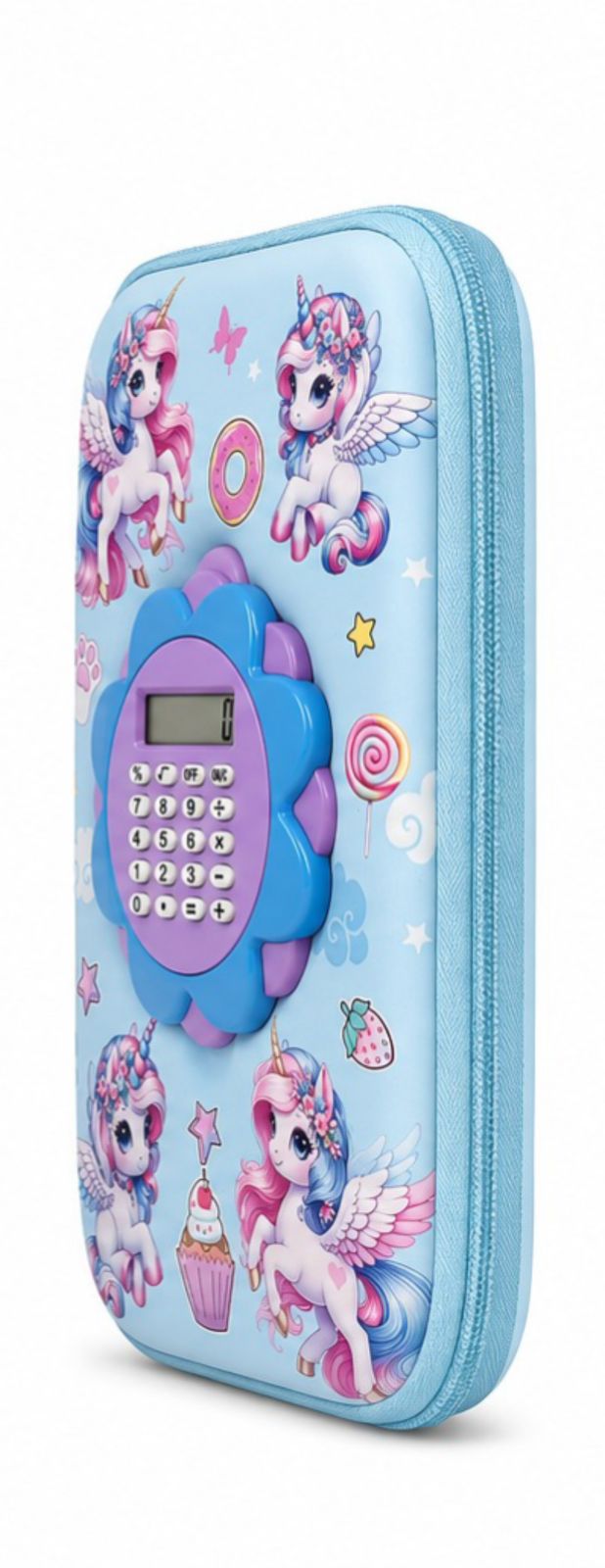 Unicorn Calculator Pencil Box for Girls | Cute Hardtop Multipurpose Stationery Case