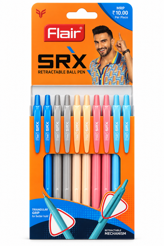 Flair SRX Retractable Ball Pen – Blue | Pack of 10