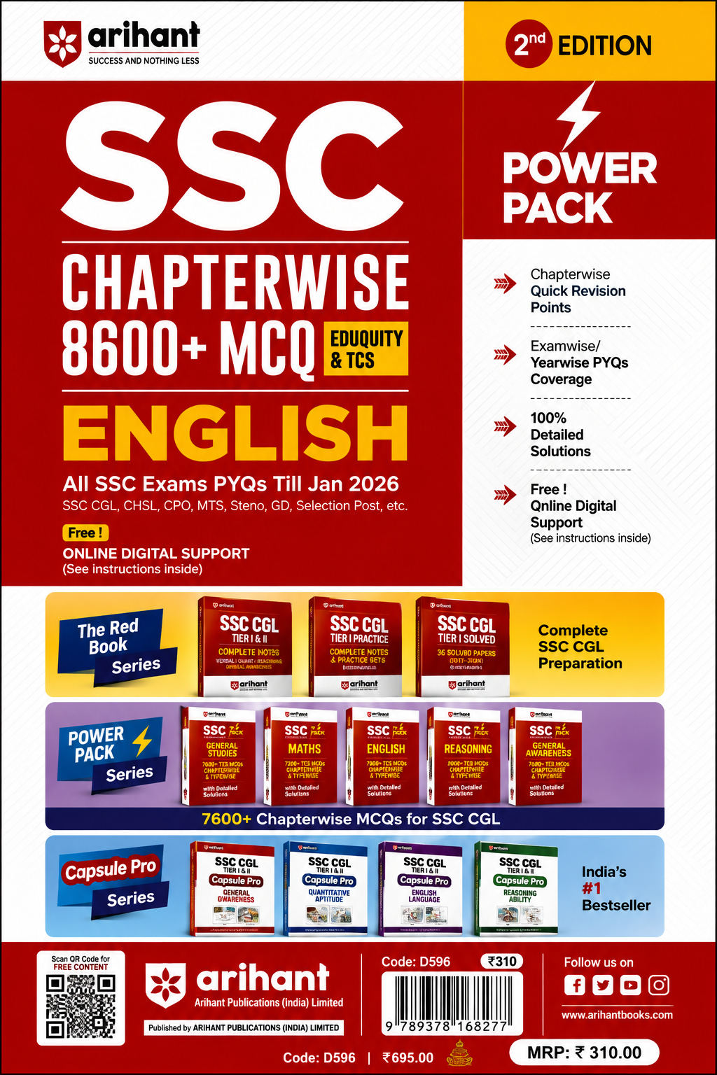 SSC Power Pack Chapterwise 8600+ MCQ – English | 2nd Edition | Arihant
