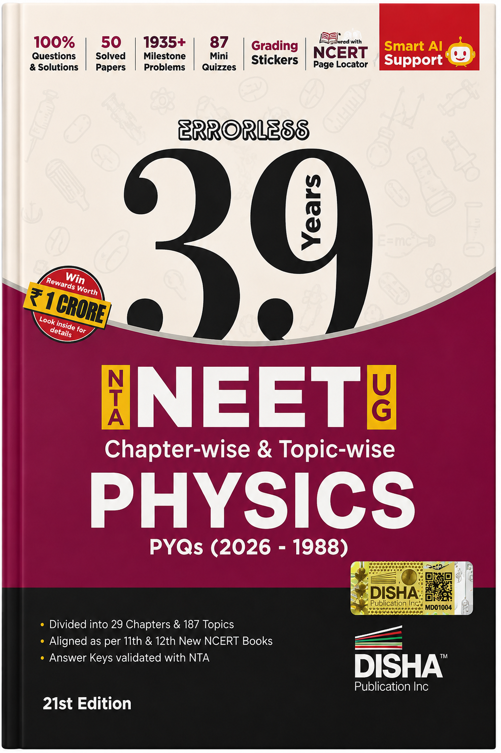 Errorless 39 Years NTA NEET UG Physics | Chapter-wise & Topic-wise PYQs (2026–1988) | 21st Edition | Disha Publication
