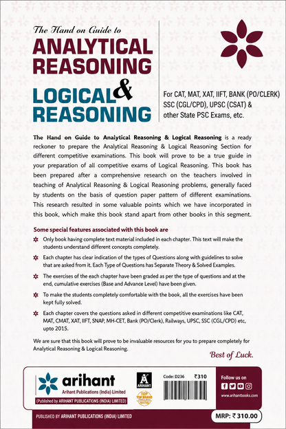 The Hand on Guide to Analytical Reasoning & Logical Reasoning | Arihant | By Peeyush Bhardwaj
