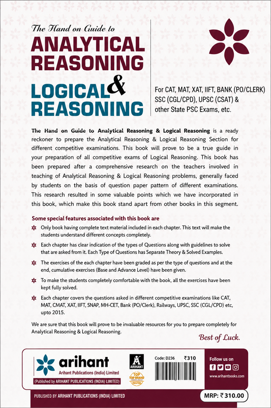 The Hand on Guide to Analytical Reasoning & Logical Reasoning | Arihant | By Peeyush Bhardwaj