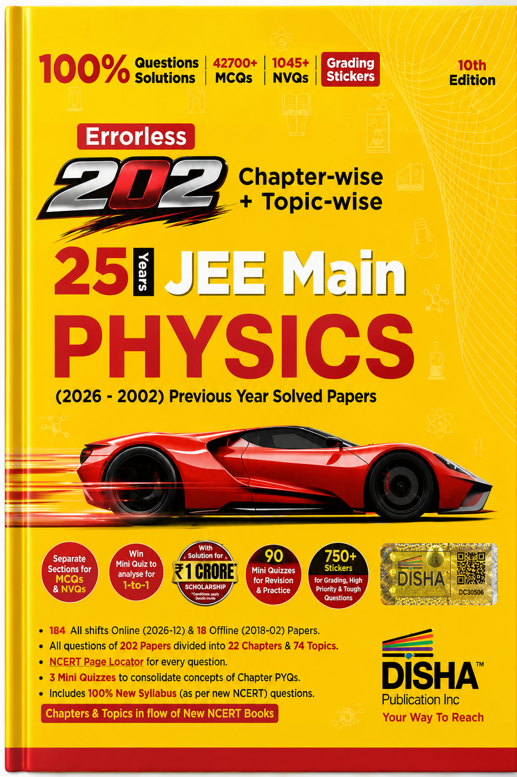 Errorless 2023 Chapter-wise & Topic-wise 25 Years JEE Main Physics | 2026–2002 Previous Year Solved Papers | 10th Edition | Disha