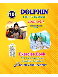 Dolphin English exercise book for Class 10 with cover design and text.