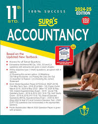 Textbook cover of 'Accountancy' by Sura's with a person using a computer in the background