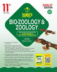 Textbook cover of Surbhi's Bio-Zoology & Zoology for 11th standard with green and yellow design.